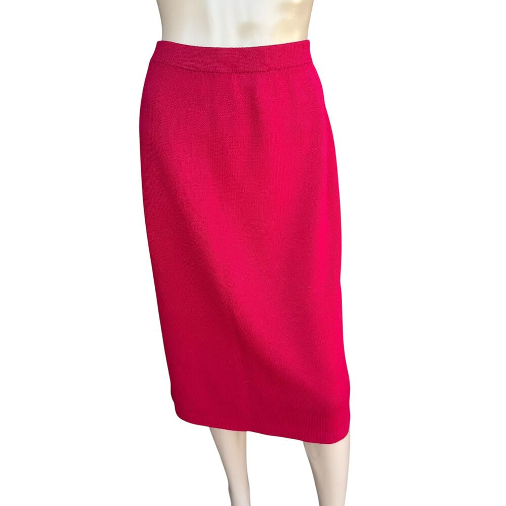 St. John Collection Red & Black Santana Knit Suit Skirt Jkt 12 Skrt 16 - Picture 7 of 16